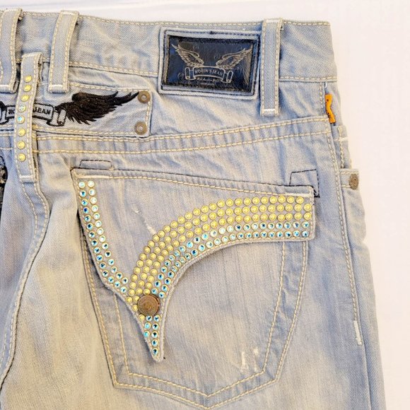 New Men's ROBIN'S JEAN sz 33 Arabesque Jeans with Swarovski Crystals - Picture 8 of 10